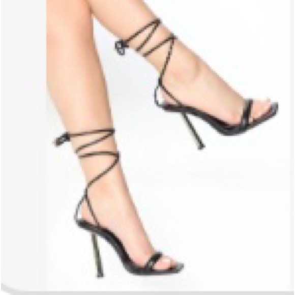 Fashion Nova Black Strappy Heels - Picture 1 of 3